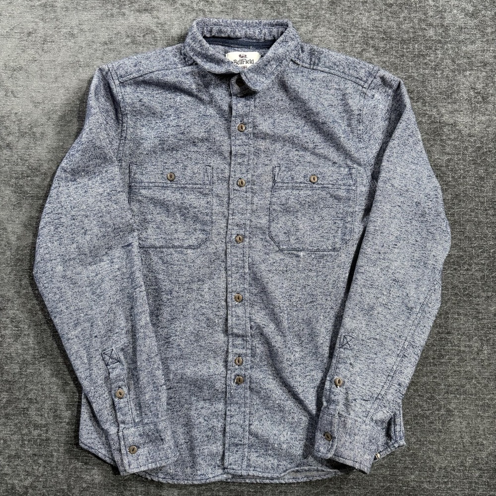 Bellfield Callaghan Men's Button Up Long Sleeve Shirt Size Medium Blue‎ / Gray